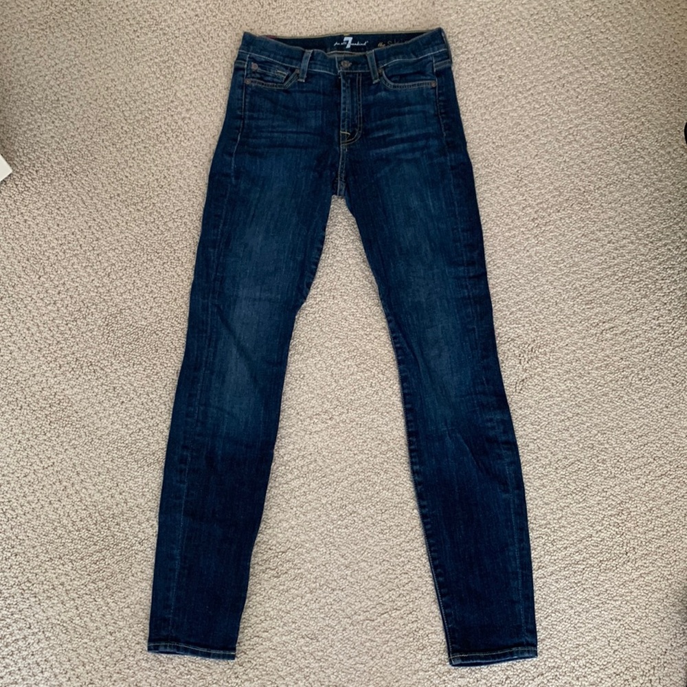 7 for all man kind dark wash skinny jeans.